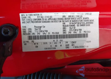 2013 Ford Focus Se from USA, damaged, VIN 1FADP3K21DL299960